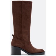  stradivarius μπότες με τακούνι συνθετικό σουέντ καφέ 38