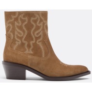  stradivarius μποτίνια cowboy με δερμάτινο τακούνι μπεζ 41