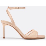  stradivarius πέδιλα με τακούνι με σατινέ εφέ μπεζ 37