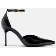  stradivarius δερμάτινα παπούτσια με τακούνι μαύρο 41