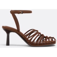  stradivarius πέδιλα με τακούνι και λουράκια καφέ 38