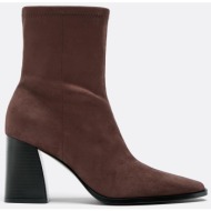  stradivarius μποτίνια με τακούνι συνθετικό σουέντ καφέ 41