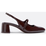  stradivarius mary jane με φαρδύ τακούνι καφέ 41