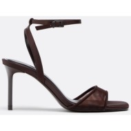  stradivarius wide fit. σανδάλια με τακούνι στιλέτο τούλινο καφέ 38