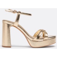  stradivarius πέδιλα με φαρδύ τακούνι και πλατφόρμα χρυσό 37