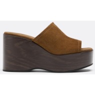  stradivarius ανοιχτές δερμάτινες πλατφόρμες καφέ 40