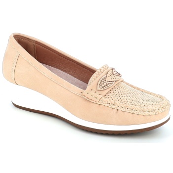 2219-3 γυναικειο υποδημα μοκασινι, μπεζ
