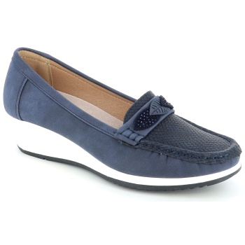 2219-3 γυναικειο υποδημα μοκασινι, μπλε