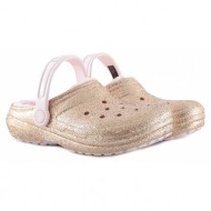  σαμπό crocs classic lined glitter clog k 207462-2ub