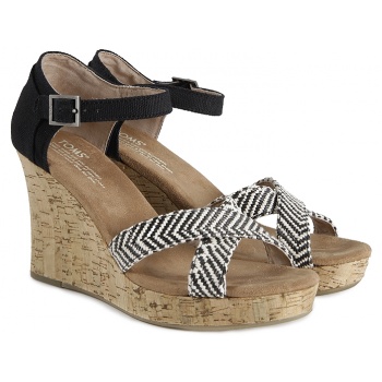 πλατφόρμες toms black woven cork strapy σε προσφορά