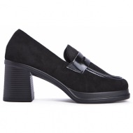  μαύρα γυναικεία loafers με χοντρό τακούνι