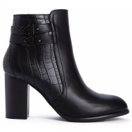  γυναικεία ankle boots με ασύμμετρο τελείωμα, μαύρο