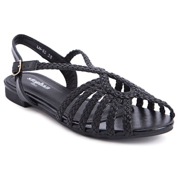 γυναικεία φλατ strappy sandals, μαύρο