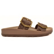 παντόφλες fantasy sandals taylor s331 brown leather raffia