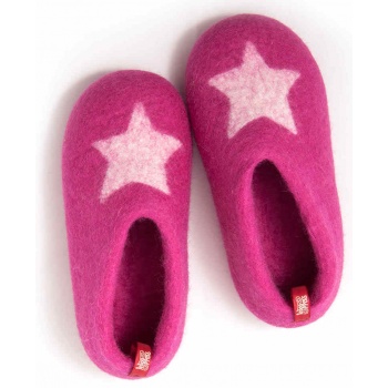 girls felt slippers star fuchsia