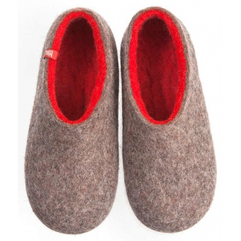 wool slippers dual natural gray red