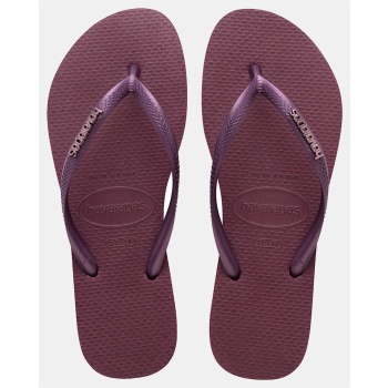 havaianas slim logo metallic purple