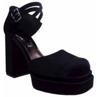  smart cronos γυναικεία παπούτσια γόβες πέδιλα 7536-187 μαύρο βελούδο