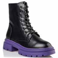  envie shoes γυναικεία μποτάκια αρβυλάκια cομβατ boots v49-16221-41 μαύρο-μωβ