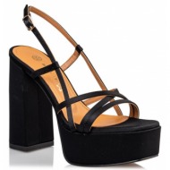  envie shoes γυναικεία παπούτσια πέδιλα e02-17111-34 mαύρο σατέν