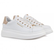  renato garini γυναικεία παπούτσια sneakers 166-19r λευκό μπέζ βερνί r119r166268i