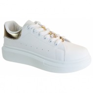  bagiota shoes γυναικεία παπούτσια sneakers ly592 λευκό-χρυσό
