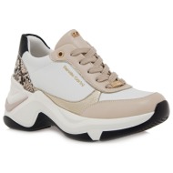 renato garini γυναικεία παπούτσια sneakers 19r-642 λευκό μπέζ φίδι s119r642464p