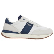  pepe jeans buster tape sneakers ανδρικά παπούτσια pms60006-800 λευκό