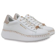  renato garini γυναικεία παπούτσια sneakers 19r-496 λευκό πλατίνα στάμπα s119r496308e