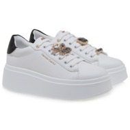  renato garini γυναικεία παπούτσια sneakers 756-19r λευκό μαύρο χρυσό s119r7563i61
