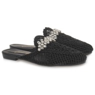  giovanni morelli γυναικεία παπούτσια mules παντόφλες 136-231212 80a-212 μαύρο κροσέ s480a21217a5