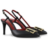  tsakiris mallas γυναικεία παπούτσια slingback 100-708 μαύρο δέρμα κόκκινο s41007084e35