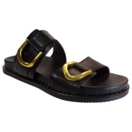  commanchero γυναικείες παντόφλες 51149-721 μαύρο δέρμα