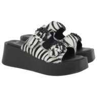  exe shoes γυναικεία παντόφλας 19a-827 μαυρο λευκο ζεμπρα πονυ u419a827711i