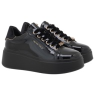  renato garini γυναικεία παπούτσια sneakers 885-19r μαύρο βερνί μαύρο βελούδο v119r885322x