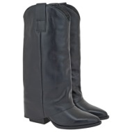  carla cortez γυναικεία μπότα cow boy 16w-036 μαύρο δέρμα v216w0364002