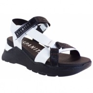  hispanitas γυναικεία παπούτσια πέδιλα grazia hv221694 λευκό-μαύρο δέρμα