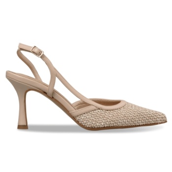 raffia-effect slingback pumps