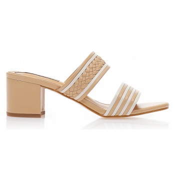 πέδιλα mules κάμελ δερματίνη με φάσα σε προσφορά