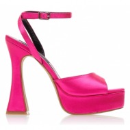 πέδιλα  φούξια σατέν με φιάπα και λουράκι στον αστράγαλο φουξια