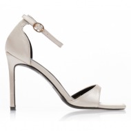 πέδιλα  μπεζ σατέν με φάσα και λουράκι στον αστράγαλο μπεζ