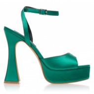 πέδιλα  πράσινα σατέν με φιάπα και λουράκι στον αστράγαλο πρασινο