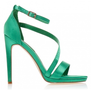 πέδιλα πράσινα σατέν με λοξό λουράκι σε προσφορά