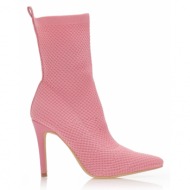 μποτάκια  ροζ υφασμάτινα κάλτσα με σχέδιο πλέξη μυτερά ροζ