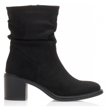 μποτάκια μαύρα σουέτ με σούρες και σε προσφορά