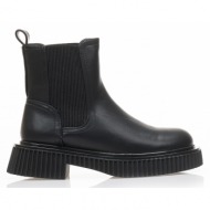 μποτάκια  μαύρα δερματίνη με λάστιχο και ιδιαίτερη σόλα μαυρο