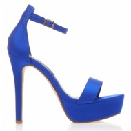 πέδιλα  μπλε σατέν με φιάπα και λουράκι στον αστράγαλο μπλε