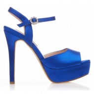 πέδιλα  μπλε σατέν με φιάπα μπλε