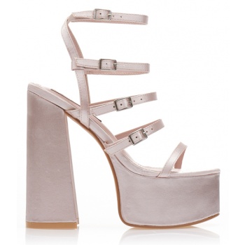 πέδιλα nude σατέν με πολλαπλά λουράκια σε προσφορά