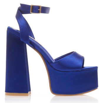πέδιλα μπλε σατέν με φάσα μπλε σε προσφορά